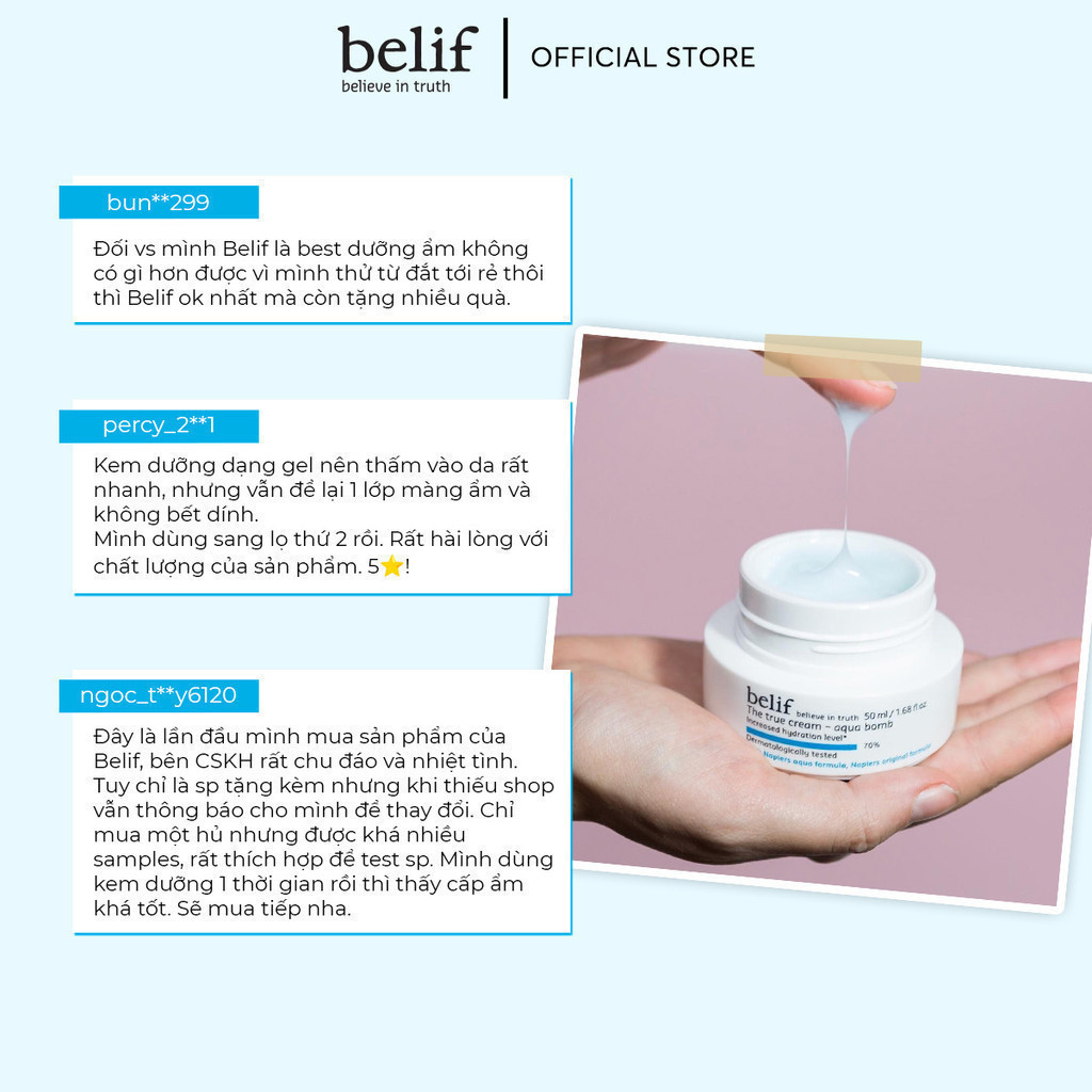 Ảnh Kem cấp ẩm tức thì dạng gel belif The True Cream Aqua Bomb 3