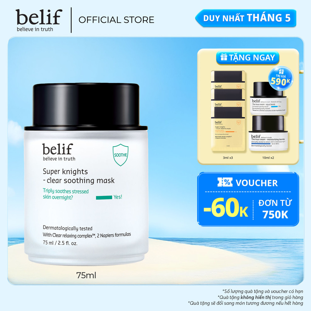 Ảnh Mặt nạ ngủ làm dịu và chăm sóc da nhạy cảm belif Clear Soothing Mask 75ml 1
