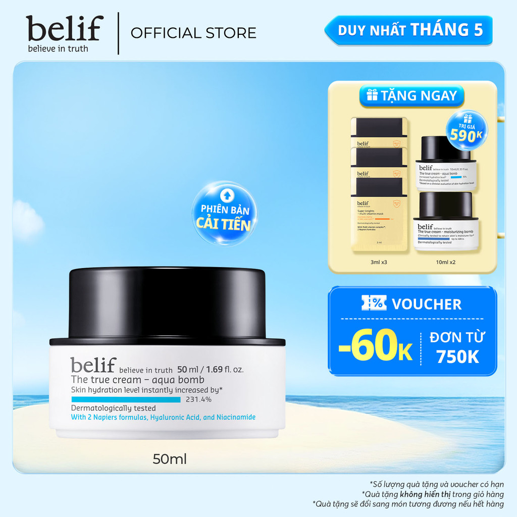 Ảnh Kem cấp ẩm tức thì dạng gel belif The True Cream Aqua Bomb 1