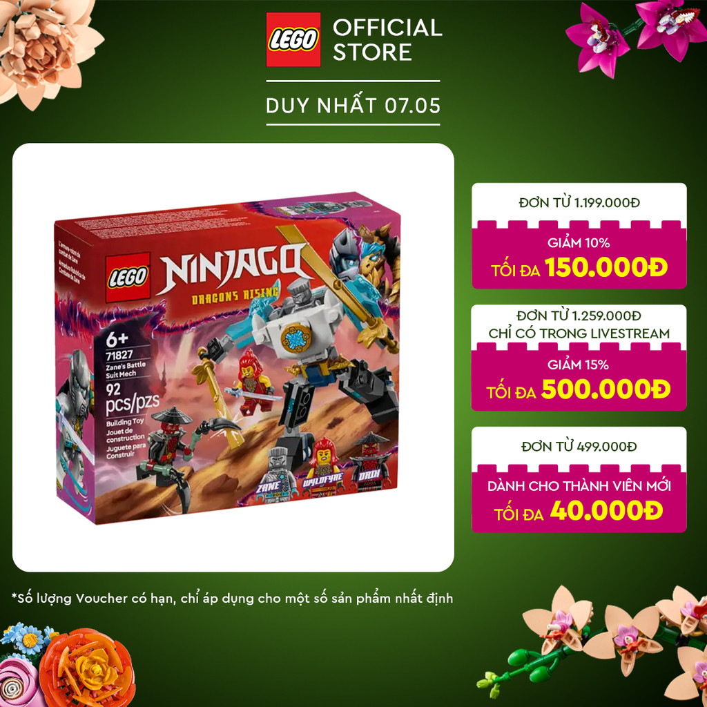 Đánh Giá LEGO NINJAGO 71827 Chiến Giáp Zane - Đồ Chơi Lắp Ráp Cho Bé 6+