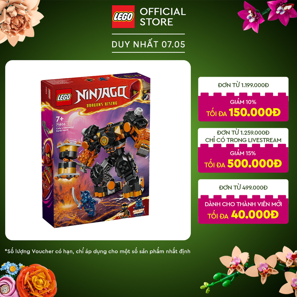 Ảnh LEGO NINJAGO 71806 Đồ chơi lắp ráp Chiến giáp của Cole (235 chi tiết) 1