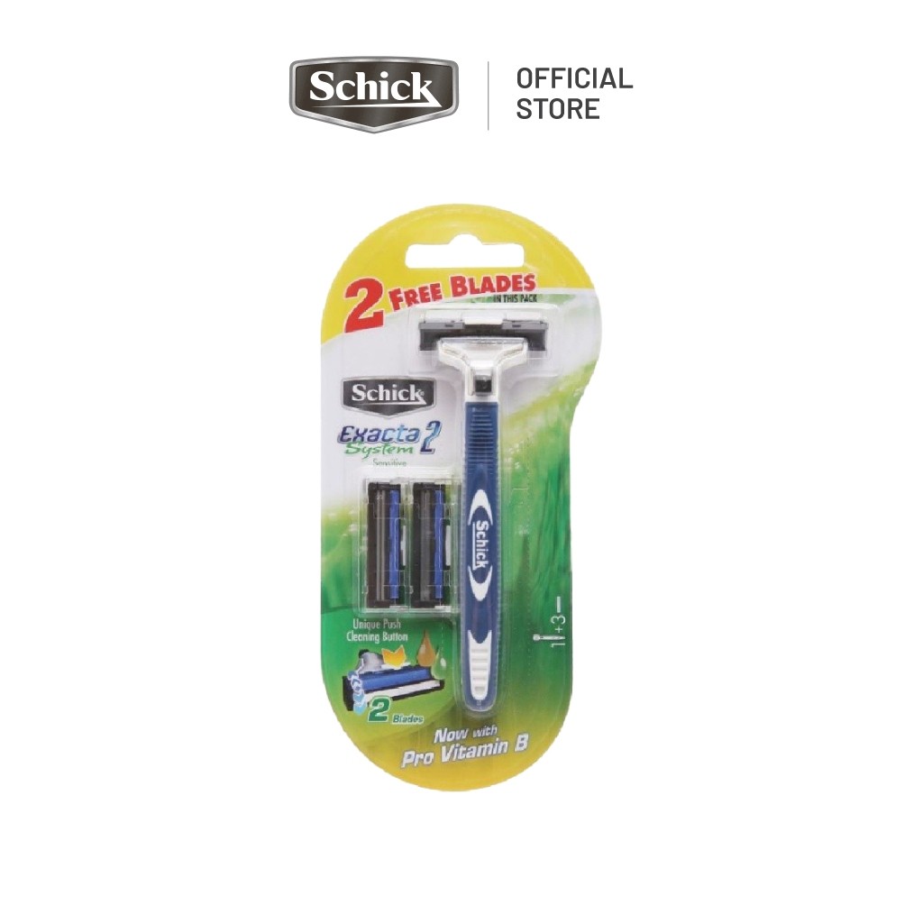 [Vỉ 1 Cán Và 2 Lưỡi] Dao Cạo Schick Có Thể Thay Lưỡi Dành Cho Nam Exacta 2 System1 1+2S