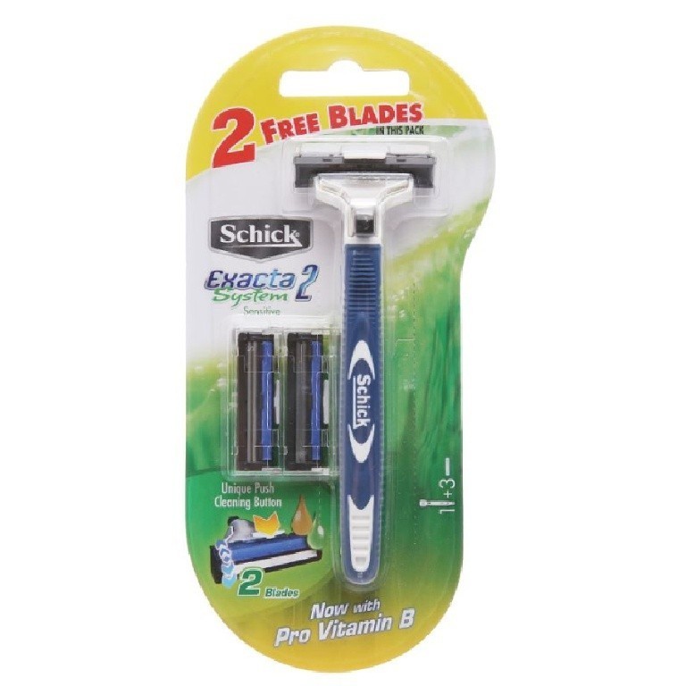 [Vỉ 1 Cán Và 2 Lưỡi] Dao Cạo Schick Có Thể Thay Lưỡi Dành Cho Nam Exacta 2 System1 1+2S