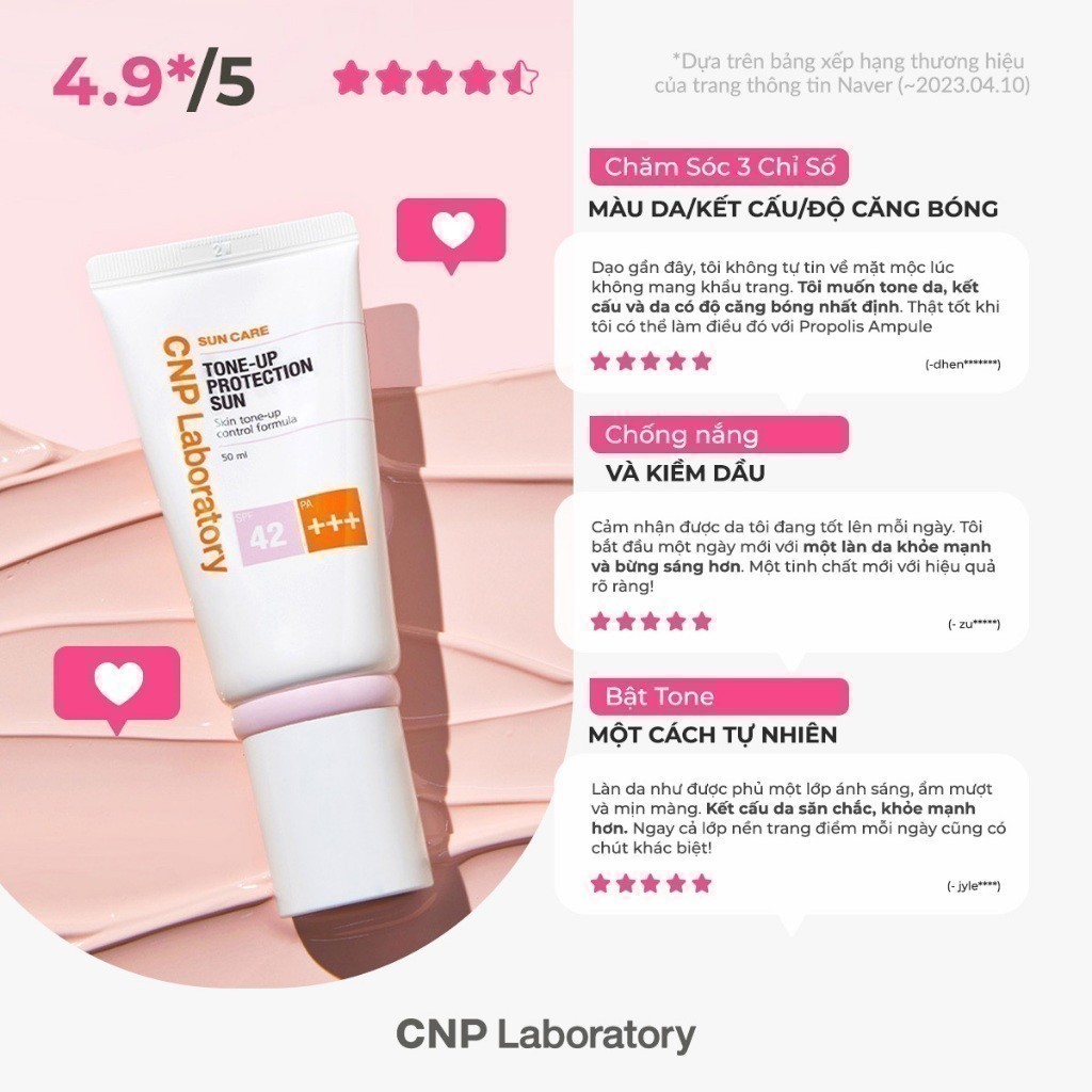 Ảnh Combo 2 kem chống nắng nâng tone kiềm dầu CNP Laboratory SPF42/PA+++ 50ml/chai 4