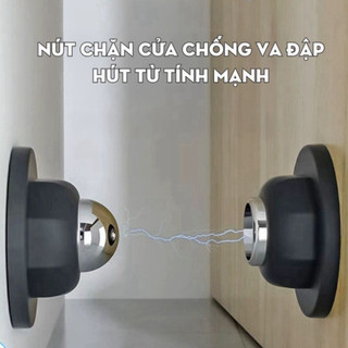 Chặn cửa chống va đập, bộ giữ cửa nam châm từ tính sillicon keo không đục khoan làm hỏng tường Ngói Home - CC01