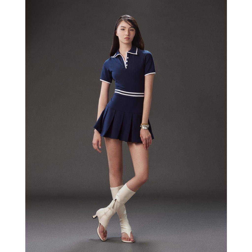 Ảnh RECHIC Đầm xòe ngắn Kane cổ polo tà xếp ly dáng chiết eo tay ngắn năng động 2