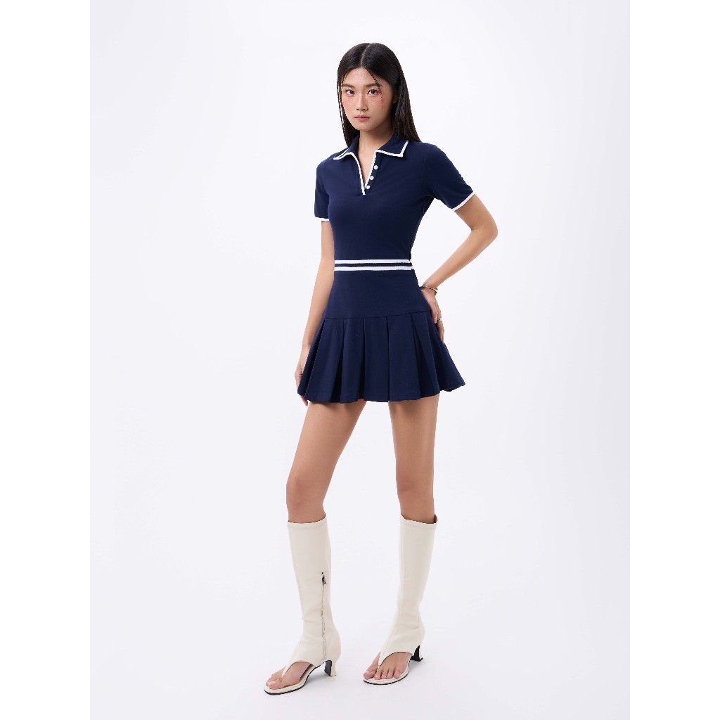 Ảnh RECHIC Đầm xòe ngắn Kane cổ polo tà xếp ly dáng chiết eo tay ngắn năng động 4