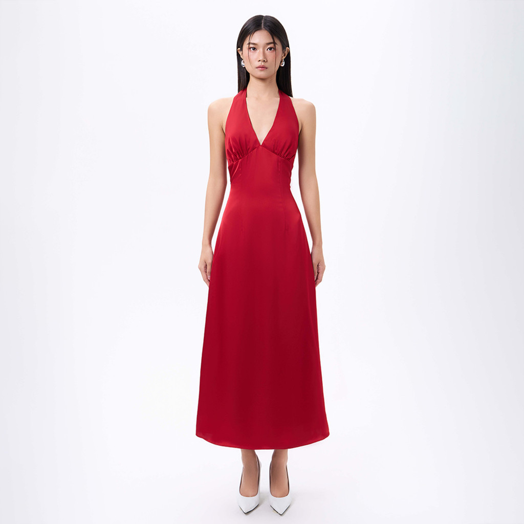 Ảnh RECHIC Đầm cổ yếm Nomi nơ cổ V chiết eo sang trọng quyến rũ 3