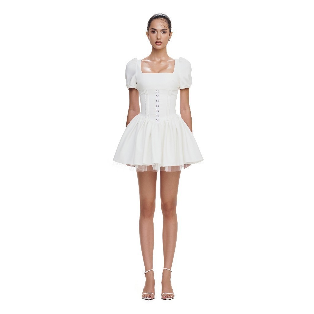 Ảnh RECHIC Đầm ngắn xòe Erica cổ vuông tay phồng phối corset sang trọng thanh lịch 3