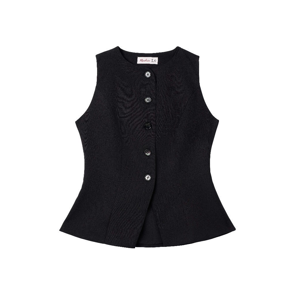 Ảnh RECHIC Áo kiểu Sally sát nách trơn chiết eo xẻ tà áo cổ tròn thanh lịch 4