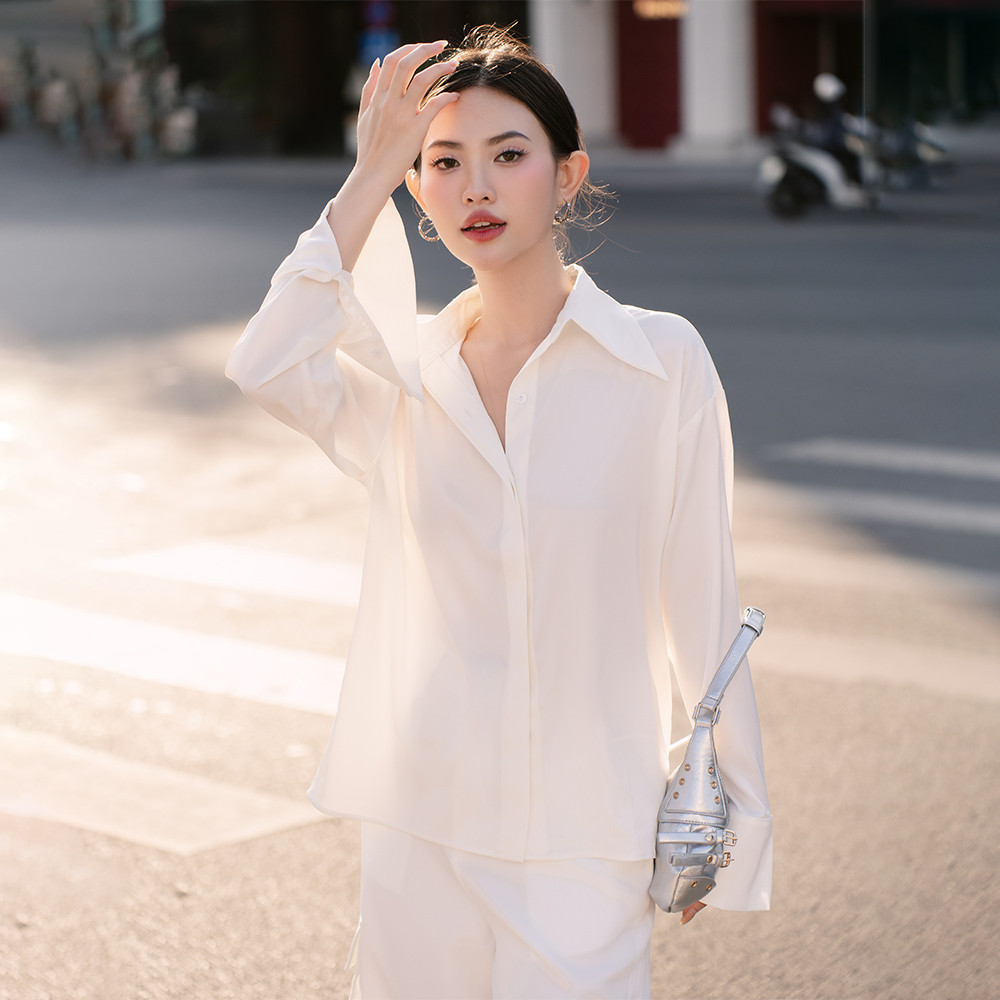 Ảnh RECHIC Áo kiểu sơ mi Zeny tay dài cơ bản sang trọng 3