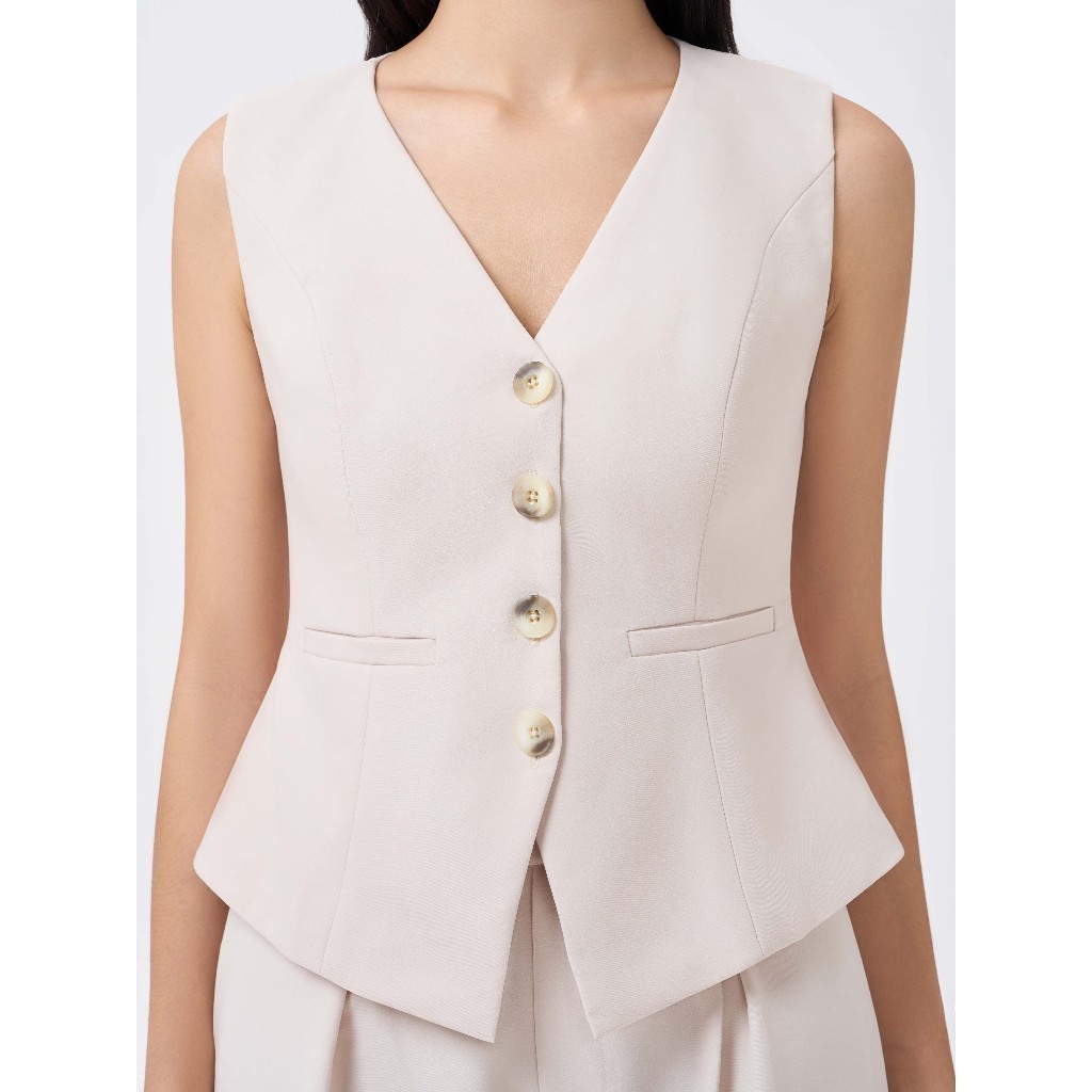 Ảnh RECHIC Áo vest nữ Cindy trơn form ôm nút gài cổ V cá tính sang trọng thanh lịch 1