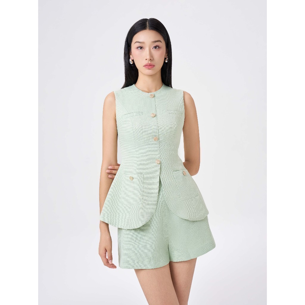 Ảnh RECHIC Quần short nữ Carmy ống rộng lưng cao dáng A có túi trơn trẻ trung thanh lịch 2