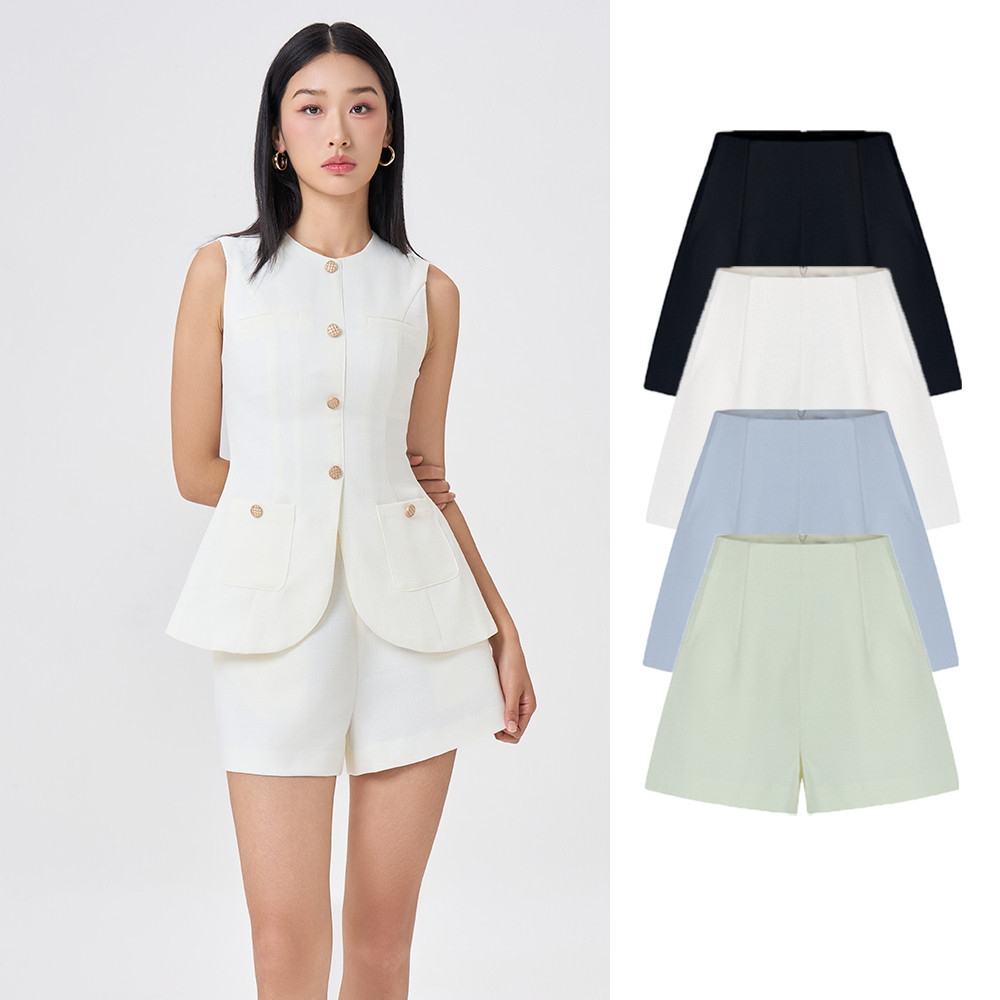 Ảnh RECHIC Quần short nữ Carmy ống rộng lưng cao dáng A có túi trơn trẻ trung thanh lịch 1