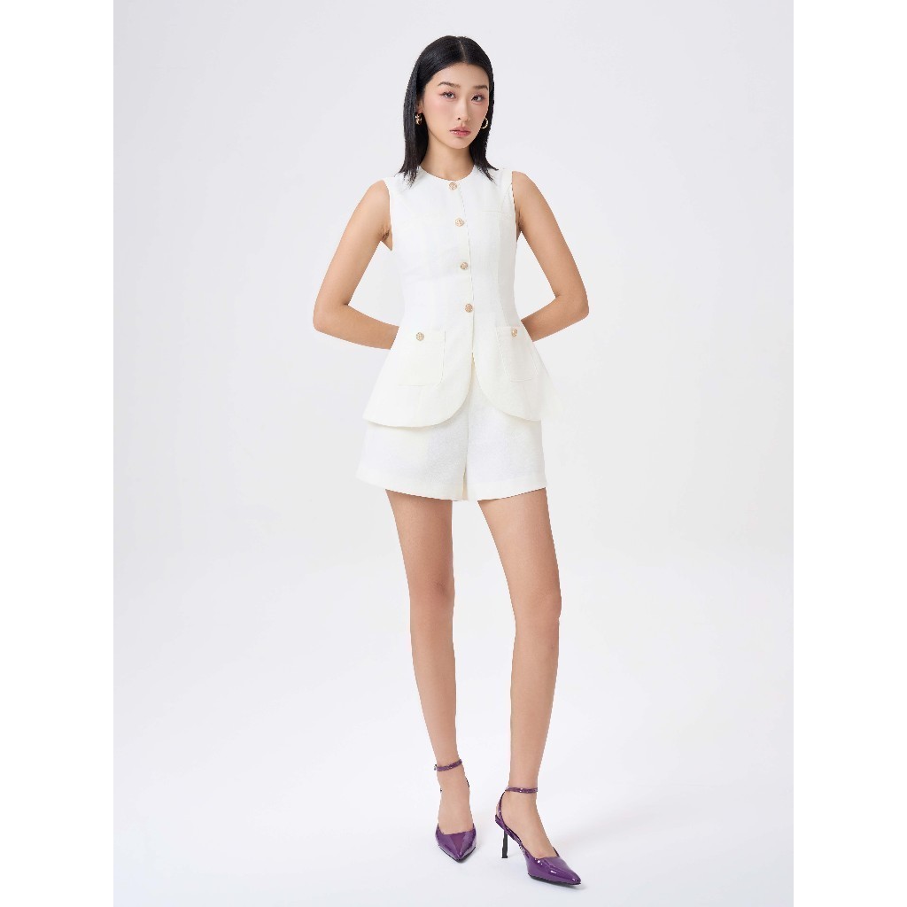 Ảnh RECHIC Quần short nữ Carmy ống rộng lưng cao dáng A có túi trơn trẻ trung thanh lịch 3