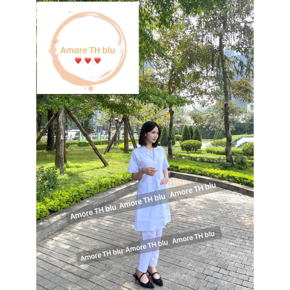 ÁO Blouse , Áo choàng bác sĩ ngắn tay - dáng dài gần tới gối vải Thô COTTON dày dặn cao cấp. cao cấp