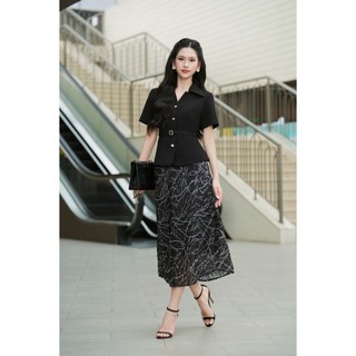 Áo Công Sở Nữ Dáng Peplum Cổ Bẻ Đai Eo LAMER L65D25Q005