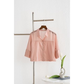 Áo Sơ Mi Croptop Cánh Dơi Cổ Đức VIENNE TRAN Áo Kiểu Công Sở Vải Tơ Nhật Sang Trọng, Thoải Mái V61H23H001 V61H25H017