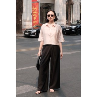 Áo Sơ Mi Croptop Cánh Dơi Cổ Đức VIENNE TRAN Áo Kiểu Công Sở Vải Tơ Nhật Sang Trọng, Thoải Mái V61H23H001 V61H25H017