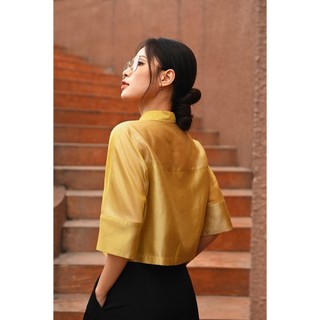 Áo Sơ Mi Croptop Cánh Dơi Cổ Đức VIENNE TRAN Áo Kiểu Công Sở Vải Tơ Nhật Sang Trọng, Thoải Mái V61H23H001 V61H25H017