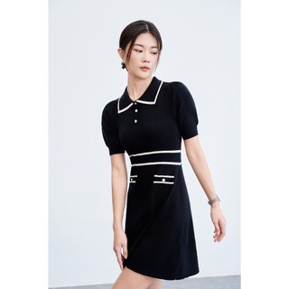 Đầm Len Dáng A Phối Tay Bồng Váy Len Nữ Cổ Bẻ VIEN TRAN V63R23T001
