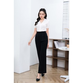 Quần nữ ống loe, ly súp đính cúc bọc LAMER L64T23Q011
