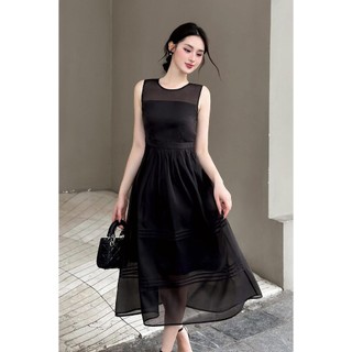 Đầm nữ dáng maxi sát nách nhún tằng, mí thân nữ tính VIEN TRAN V63M24H031