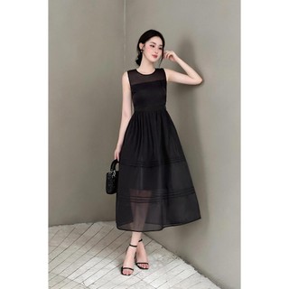 Đầm nữ dáng maxi sát nách nhún tằng, mí thân nữ tính VIEN TRAN V63M24H031
