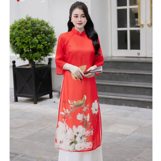 Áo Dài Cách Tân Nữ LAMER Lụa Tơ Đính Kết Thủ Công Cao Cấp 2 Tà Có Lớp Lót, Áo Dài Hoàng Anh S61A23Q011 (k kèm quần)