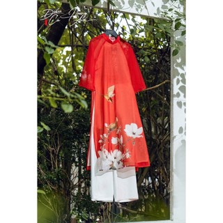 Áo Dài Cách Tân Nữ LAMER Lụa Tơ Đính Kết Thủ Công Cao Cấp 2 Tà Có Lớp Lót, Áo Dài Hoàng Anh S61A23Q011 (k kèm quần)