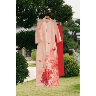 Áo Dài Cách Tân Nữ Dáng Suông 2 Tà Tơ Óng Cao Cấp Áo Dài Hồng Điệp LAMER S61A24Q002