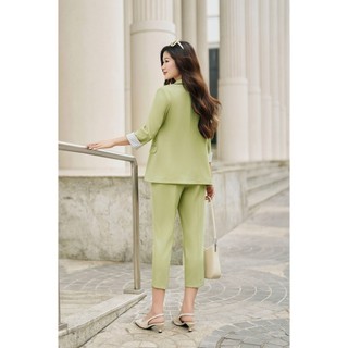 Áo vest nữ LAMER dáng blazer tay lửng phối Quần ống côn lửng 2 túi chéo O65D24Q001, O64K24Q003