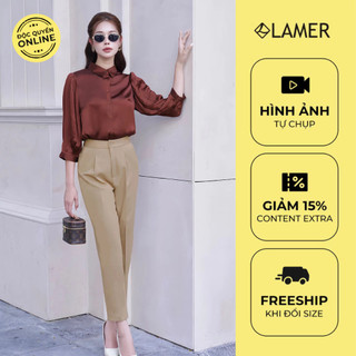 Quần nữ ống côn LAMER túi chéo, ly bung công sở O64K24Q004