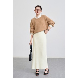 Áo Len Nữ Cổ Tròn Tay Dài Bo Phối Gấu VIEN TRAN V61W24T006