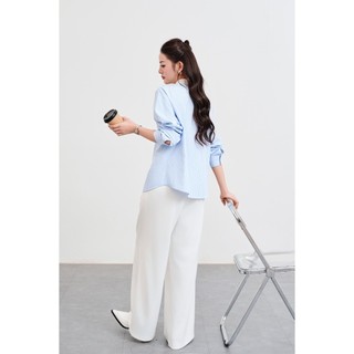 Quần Nữ Ống Rộng Cạp Cao Chun Sườn Quần Vải Nữ Dáng Suông VIEN TRAN V64W24Q017
