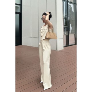 Áo Sát Nách LAMER Dáng Croptop Cổ Tròn Phối Quần Suông Dáng Rộng Cạp Cao V65D24H058, V64W24Q016
