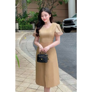 Đầm nữ dáng A cổ tim tay bồng xẻ trước LAMER L63R24H095