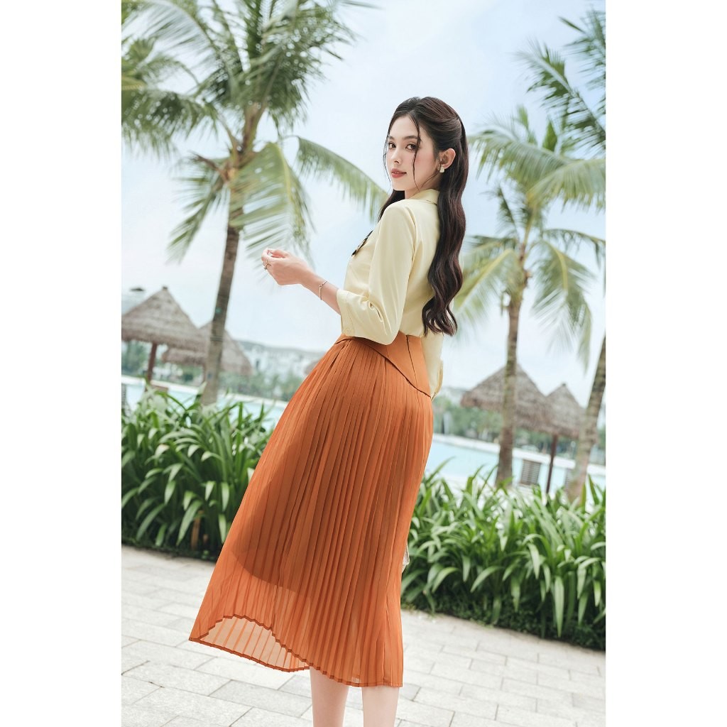 Ảnh Chân váy dáng xòe dập ly, phủ cạp LAMER L62L24Q005 1