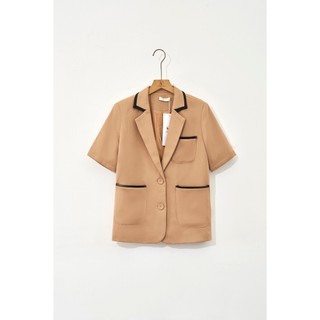 Áo Blazer Nữ Tay Ngắn Dáng Suông Phối Viền VIEN TRAN V65B25Q004