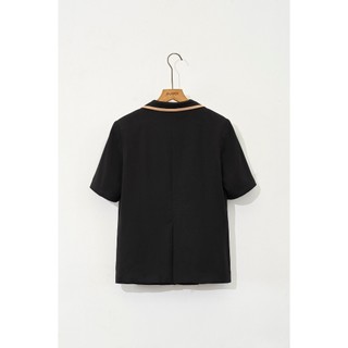 Áo Blazer Nữ Tay Ngắn Dáng Suông Phối Viền VIEN TRAN V65B25Q004