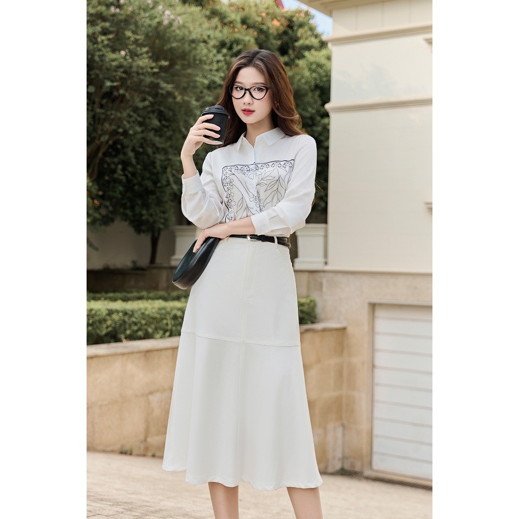 Ảnh Áo Sơ Mi Lụa LAMER Dáng Suông Dài Tay In Họa Tiết L61H24Q018 4