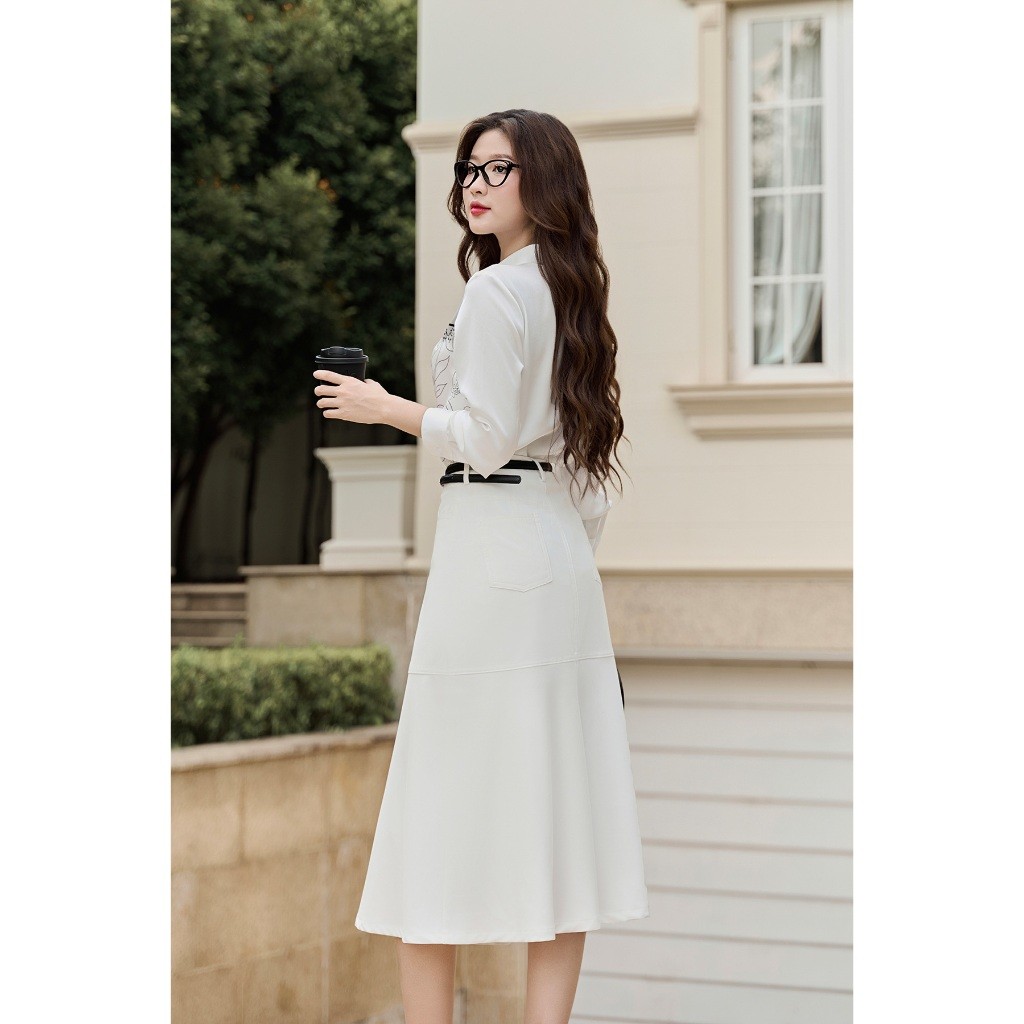 Ảnh Áo Sơ Mi Lụa LAMER Dáng Suông Dài Tay In Họa Tiết L61H24Q018 3