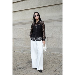 Áo Sơ Mi Nữ Cổ Đức Dài Tay Áo Sơ Mi Ren 2 Lớp Sành Điệu SHE'S BACK S61H24Q001