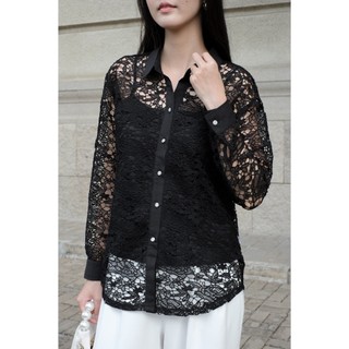 Áo Sơ Mi Nữ Cổ Đức Dài Tay Áo Sơ Mi Ren 2 Lớp Sành Điệu SHE'S BACK S61H24Q001