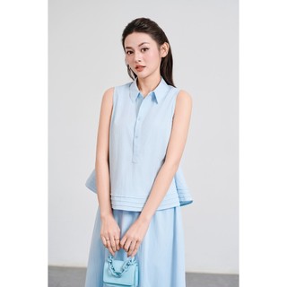 Áo Kiểu Nữ Sát Nách LAMER FASHION Cổ Trụ Mí Gấu Phối Chân Váy Xòe Dài Eo Chun V61B25H013 V62L25H003