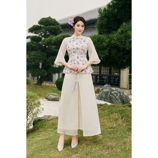 [LAMER X PHƯƠNG ANH ĐÀO] Quần Váy Ống Rộng Phủ Voan VIEN TRAN Quần Pháp Phục Suông Rộng V64W24Q020
