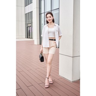 Áo Sơ Mi Dáng Rộng Ngắn Tay Áo Sơ Mi Kẻ Sọc Trẻ Trung LeH H61H25H001