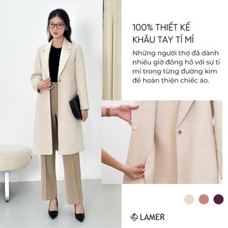[LAMER x VIỆT HOA] Áo Dạ Nữ Dáng Dài LAMER Cổ Vest, Áo Dạ Khâu Tay Lông Cừu Thiết Kế Cao Cấp L65W24T016
