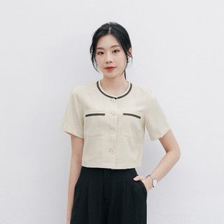 Áo Kiểu Nữ Croptop LAMER FASHION Trẻ Trung Áo Sơ Mi Cổ Tròn Nữ Dáng Suông V61B24H006 O61B25H003