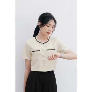 Áo Kiểu Nữ Croptop LAMER FASHION Trẻ Trung Áo Sơ Mi Cổ Tròn Nữ Dáng Suông V61B24H006 O61B25H003